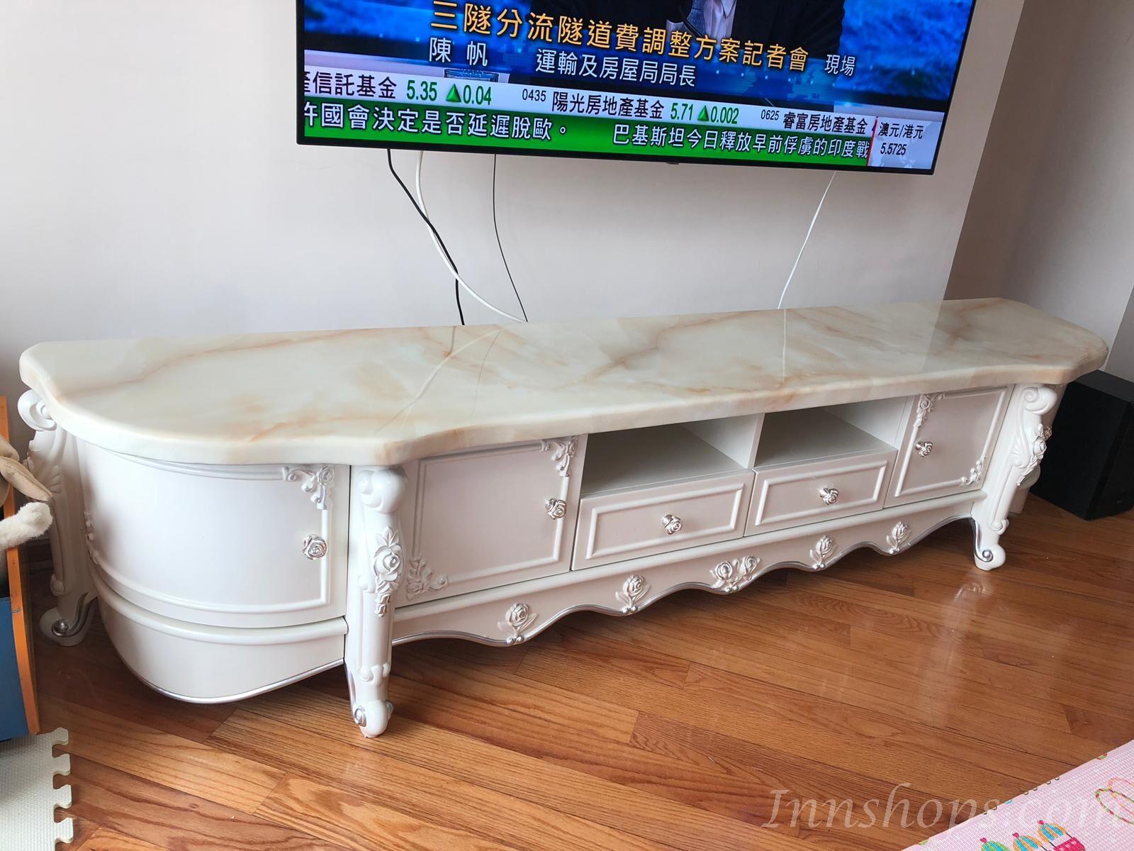 法式貴族 實木電視櫃大理石面 220cm (IS3246)