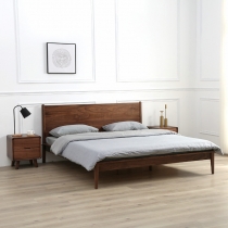 北歐實木系列 黑胡桃木雙人床 *５呎/6呎{可自訂呎吋}(不包床褥)(IS1047)