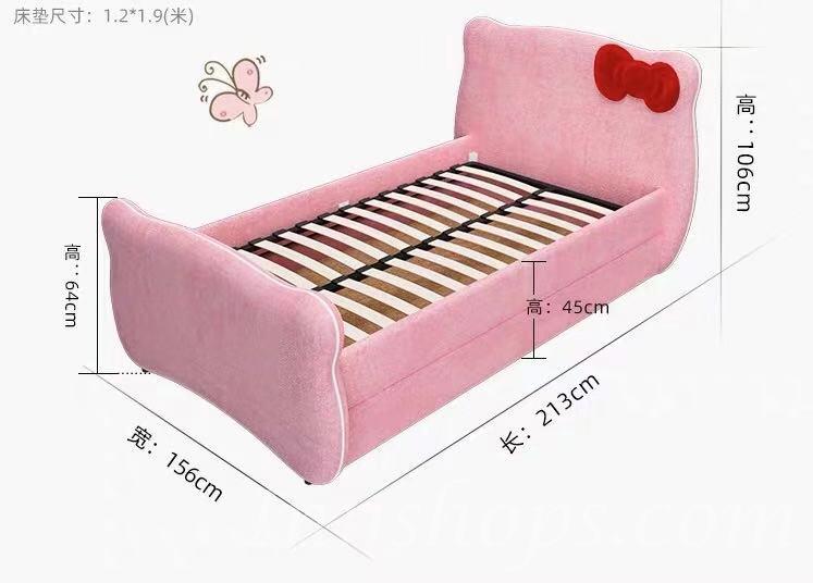 兒童皇國 粉紅Hello Kitty頭兒童床 小朋友床 5呎/6呎 (不包床褥)(IS5143)
