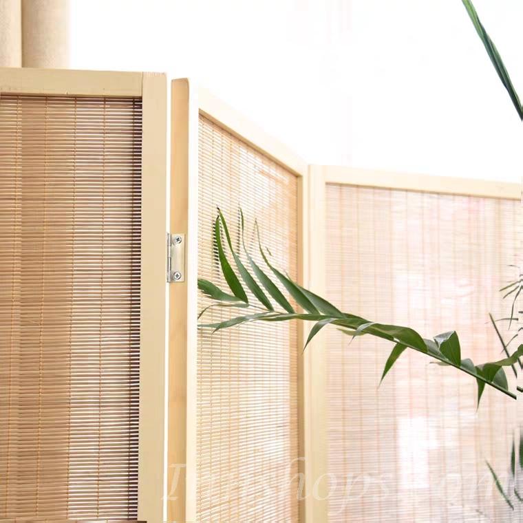 (陳列品屏風4片$999，原木色框,每片W50*H200CM)實木竹屏風 風水屏風 *可自選片數 (IS4031)
