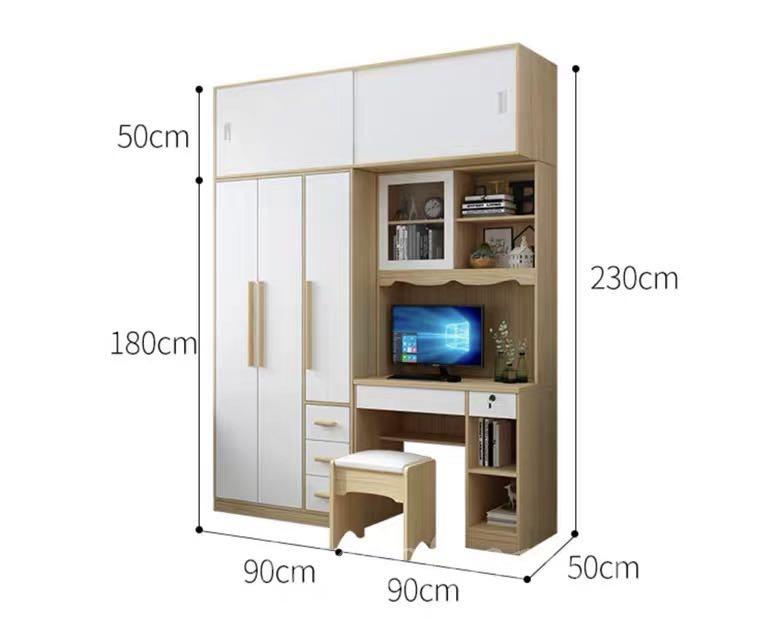 北歐品味系列 三門衣櫃電腦枱組合 130cm/150cm/180cm/210cm (IS6579)