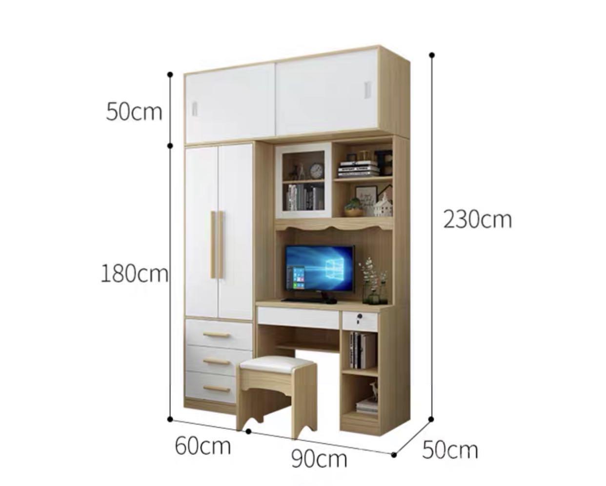 北歐品味系列 四門衣櫃電腦枱組合 130cm/150cm/180cm/210cm (IS6580)