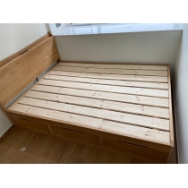 北歐實木系列 白橡木 (床頭櫃+油壓+櫃桶款) *可訂造呎吋 (不包床褥)(IS6788)