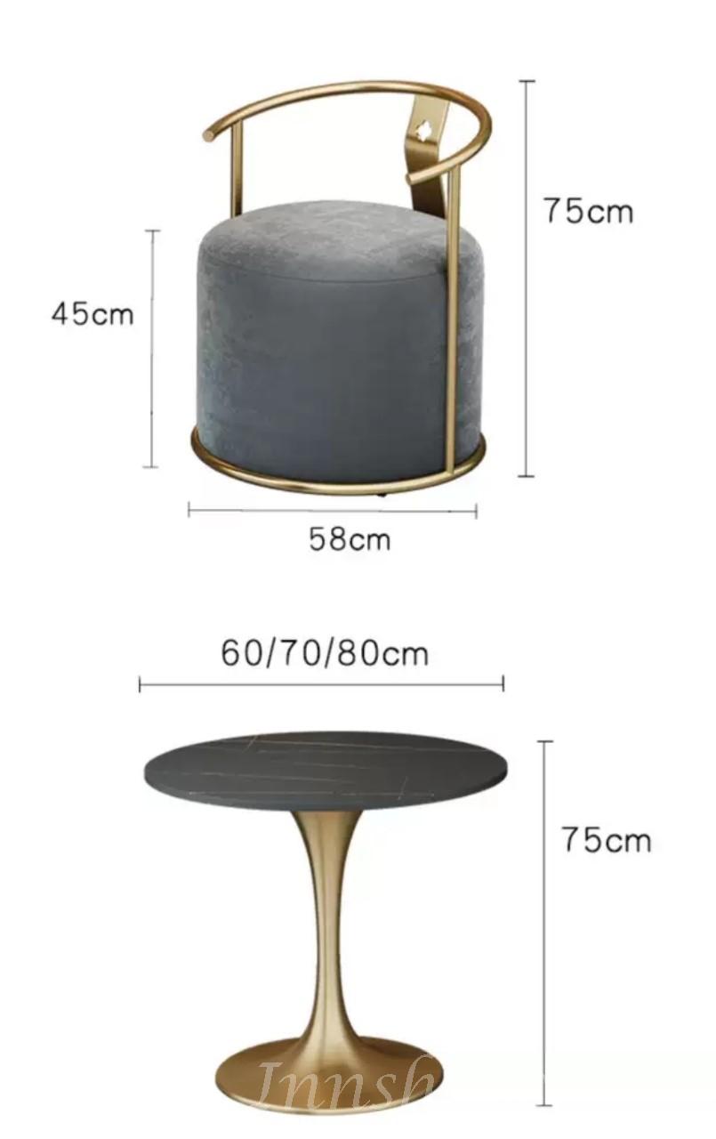 鐵藝系列 岩板圓餐桌椅套裝 *60/70/80cm (IS6967)