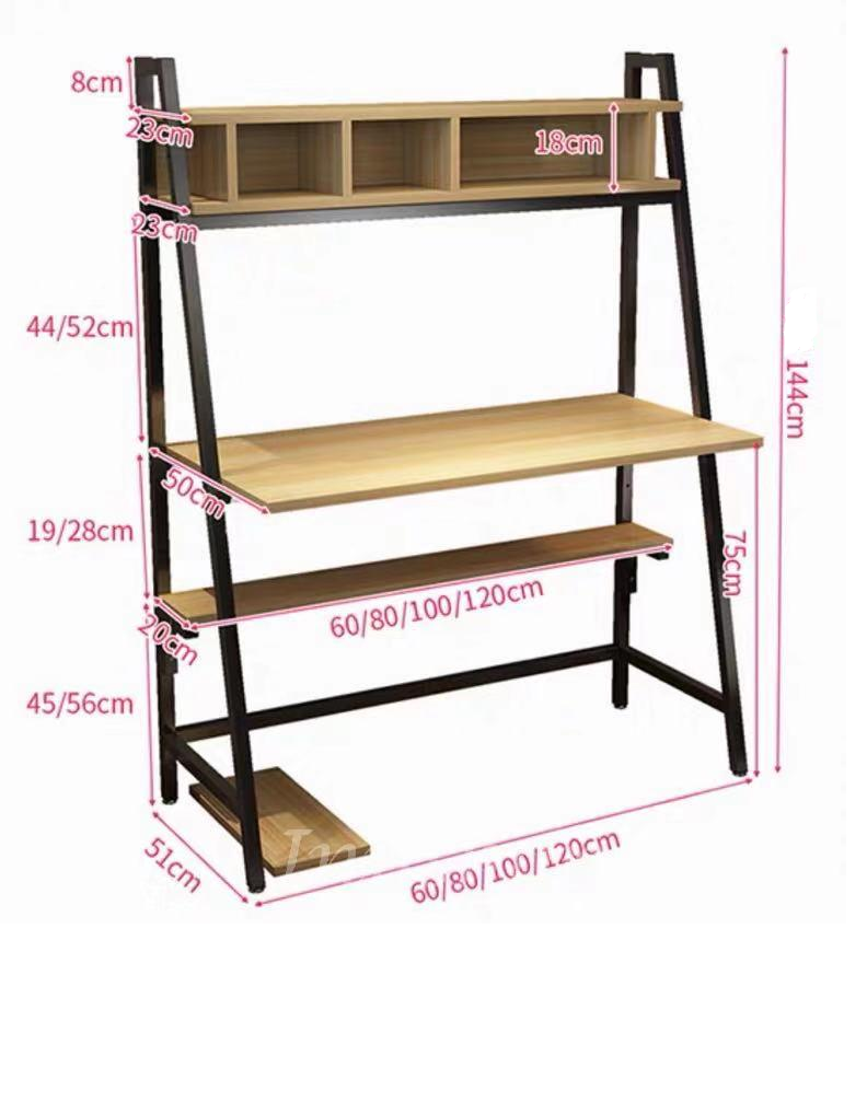 時尚系列簡約書枱連書架 60cm/70cm/80cm/100cm/120cm (IS6412)