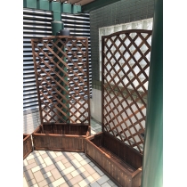 田園學校傢俱炭化木網格盆桶/木花盆/木花架(IS0398)