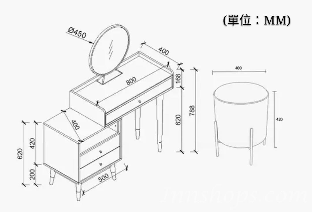 鐵藝系列 伸縮梳妝枱 *(80-115)cm (IS3955)