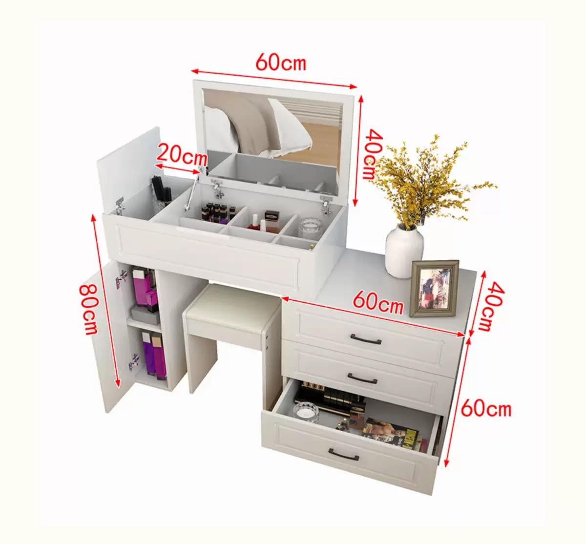 純白系列 伸縮梳妝台*60+40/80+40cm(IS2278)