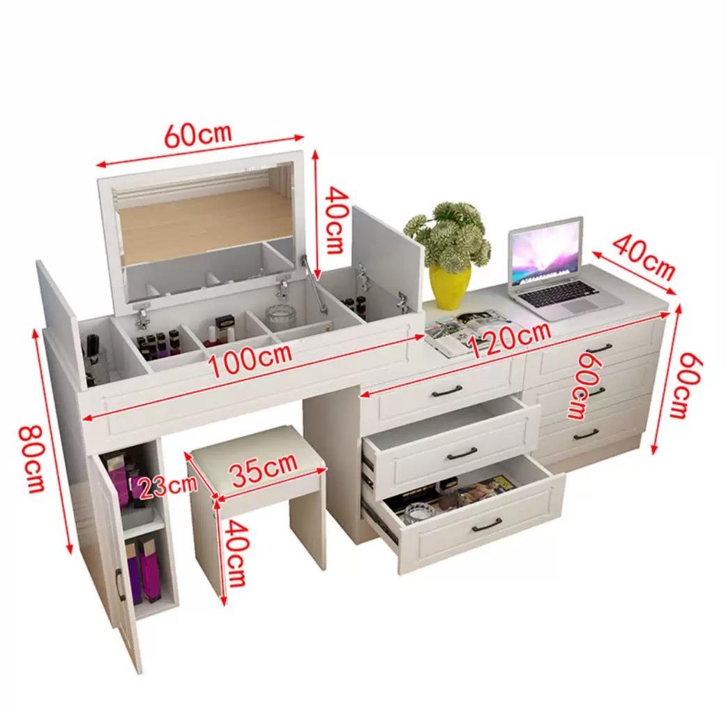 純白系列 伸縮梳妝台*100+180cm (IS5048)