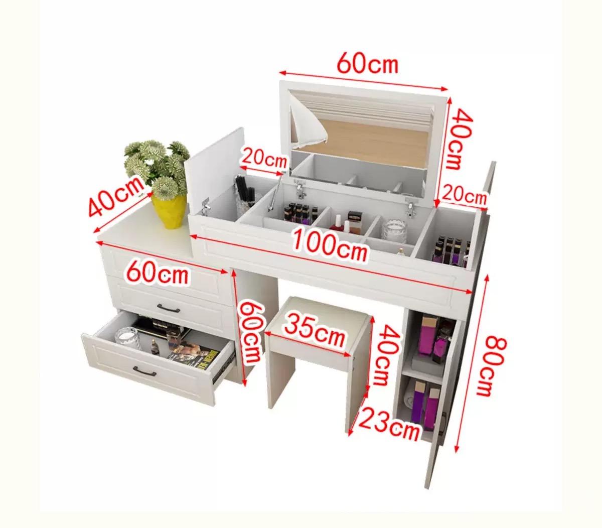 純白系列 伸縮梳妝台*100+60cm (IS5541)