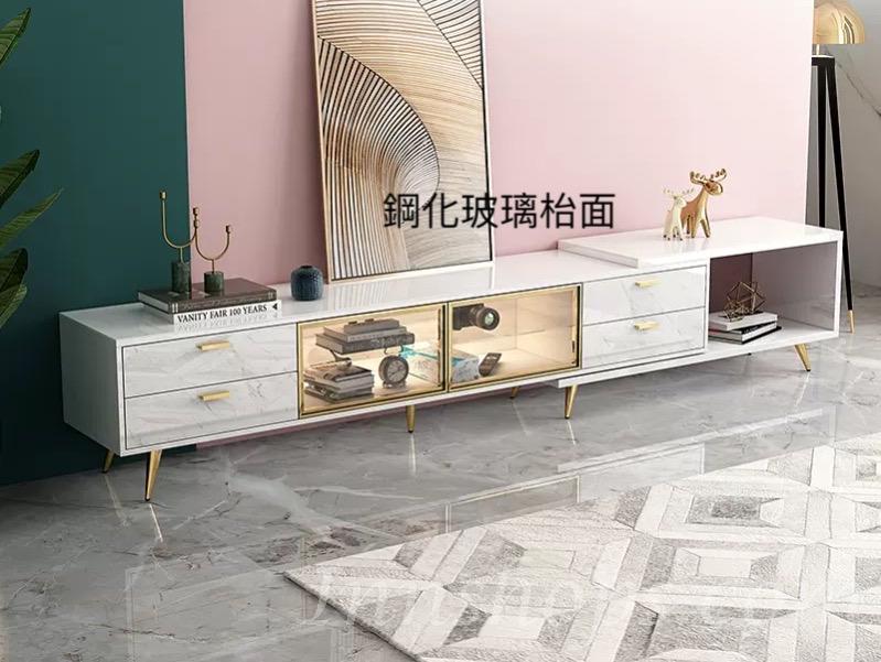 意式氣派系列 伸縮電視櫃茶几組合 160cm/180cm/200cm/220cm (IS4786)