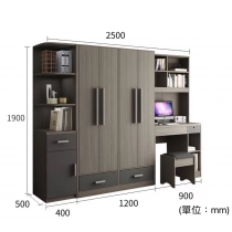 北歐品味系列 4門衣櫃連書枱 210cm/250cm (IS4256)