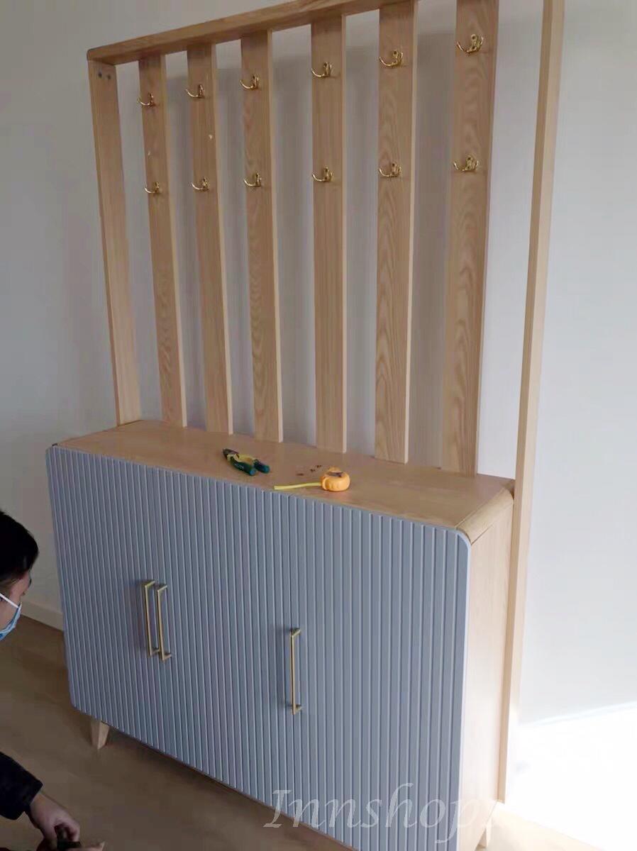 日式こだわる系列 三門鞋櫃屏風 白色/灰色 *125cm(IS5305)