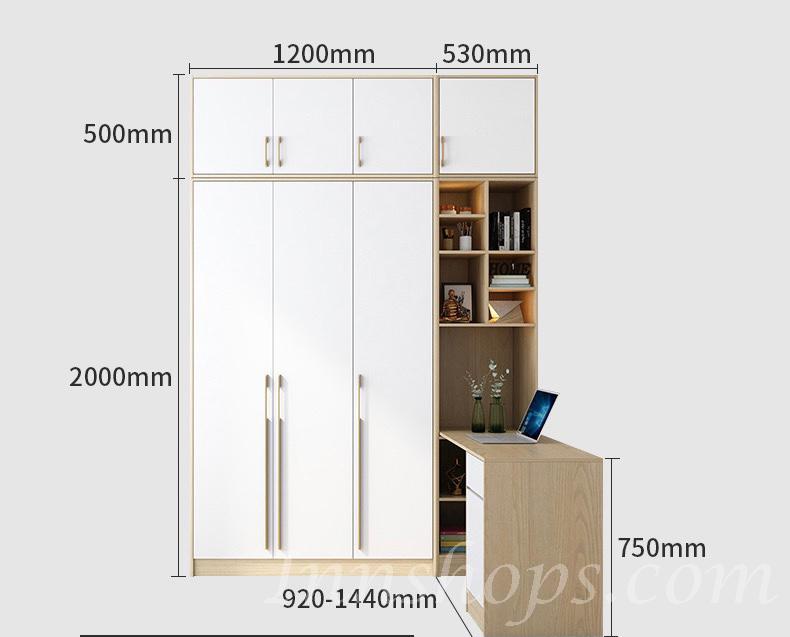 北歐品味系列 3門衣櫃 書枱組合 173cm (IS7172)