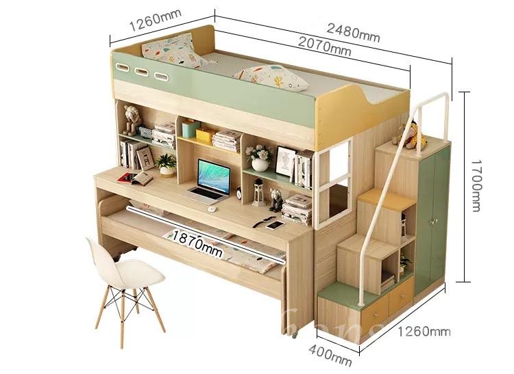 兒童傢俬 子母床 碌架床 書枱組合 小朋友床 *4呎(不包床褥) (IS7187)