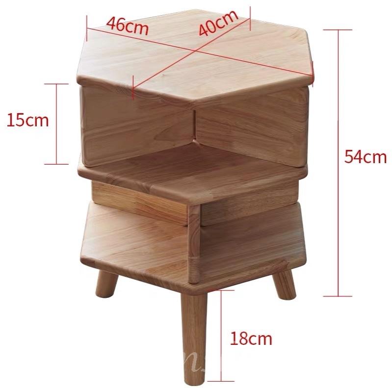 日式實木橡木 六邊型邊櫃小茶几 (IS7222)