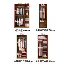 北歐品味系列 2門3門衣櫃 60cm/80cm/140cm/160cm/200cm   (IS7244)