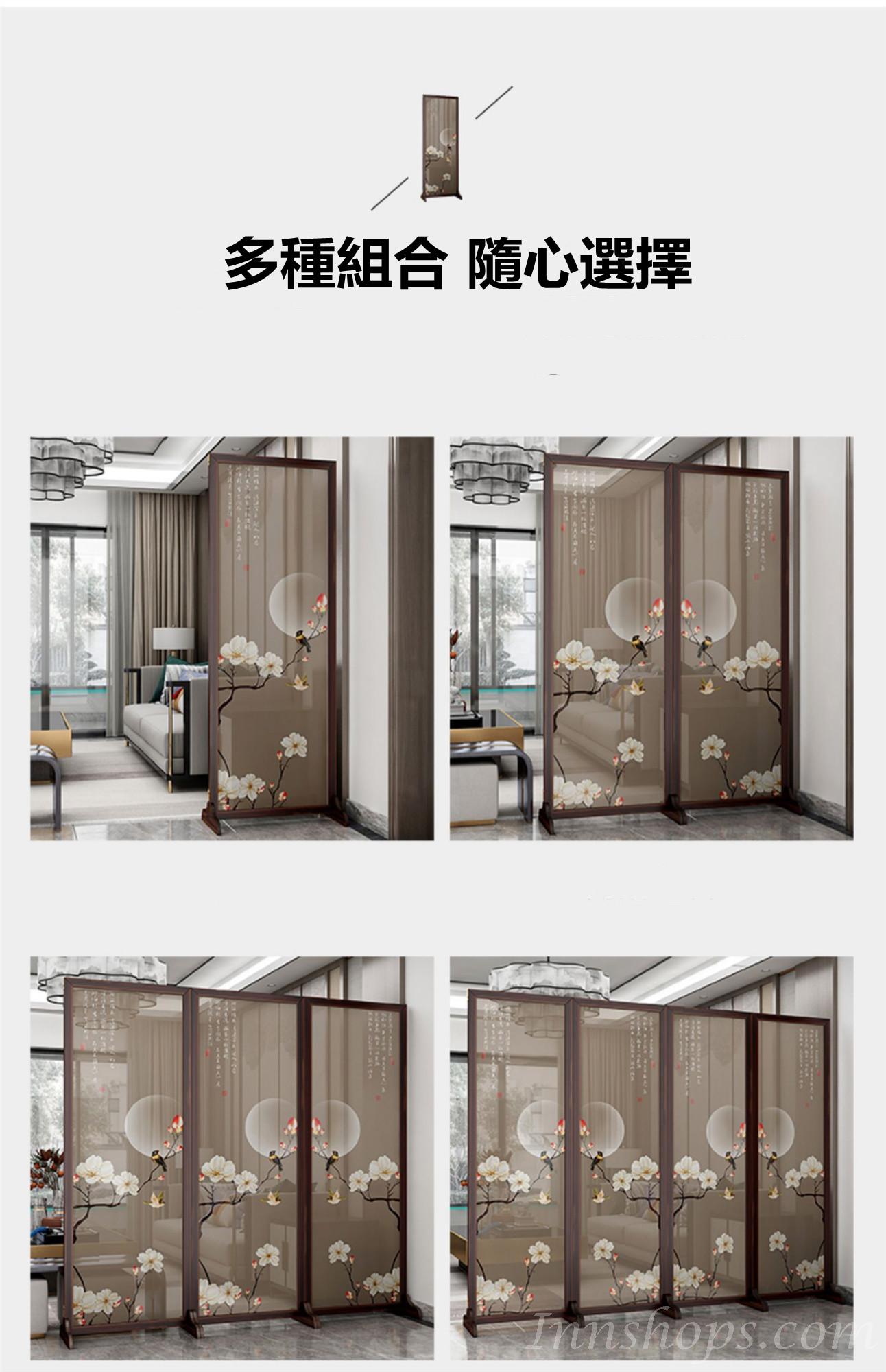 中式 實木 喬其紗屏風 40/50/60cm (IS7548)