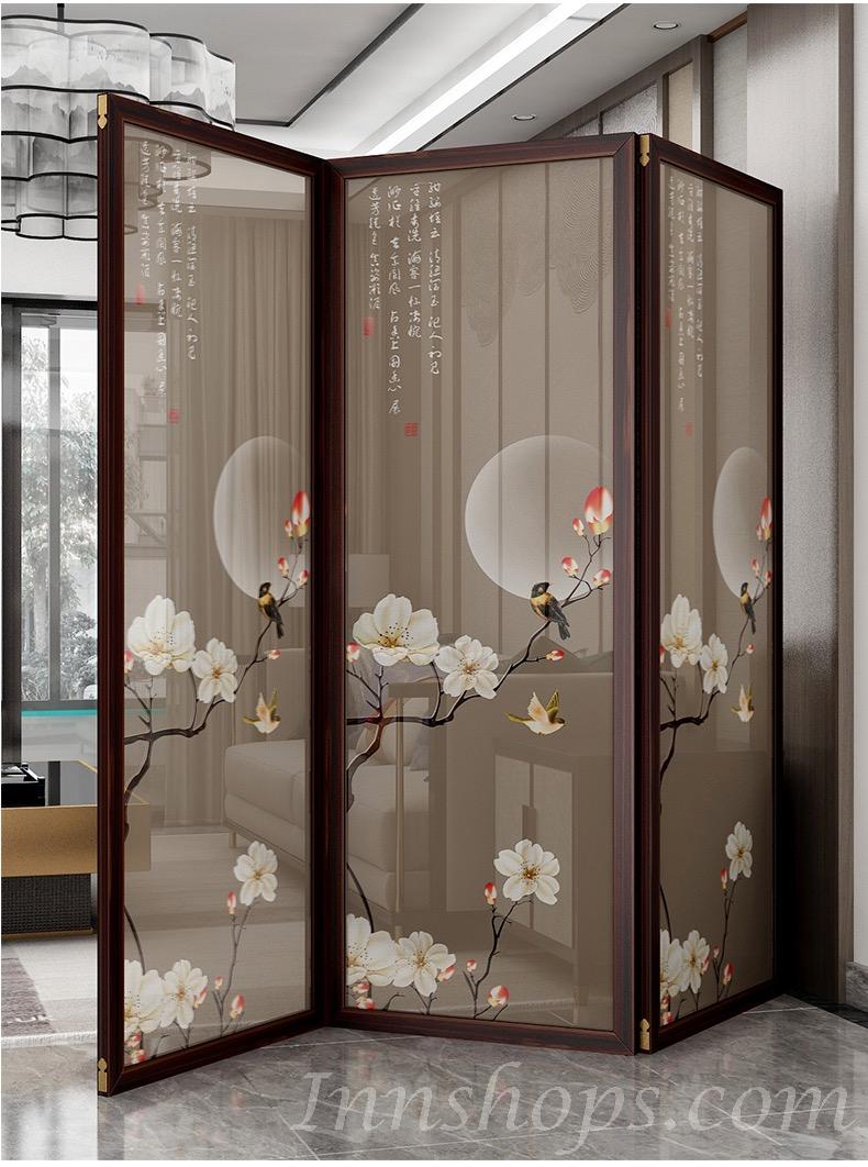 中式 實木 喬其紗屏風 40/50/60cm (IS7548)