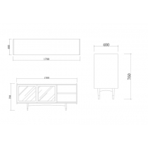 北歐實木黑胡桃木電視櫃 / 餐邊櫃 170cm  *可訂造呎吋(IS7530)