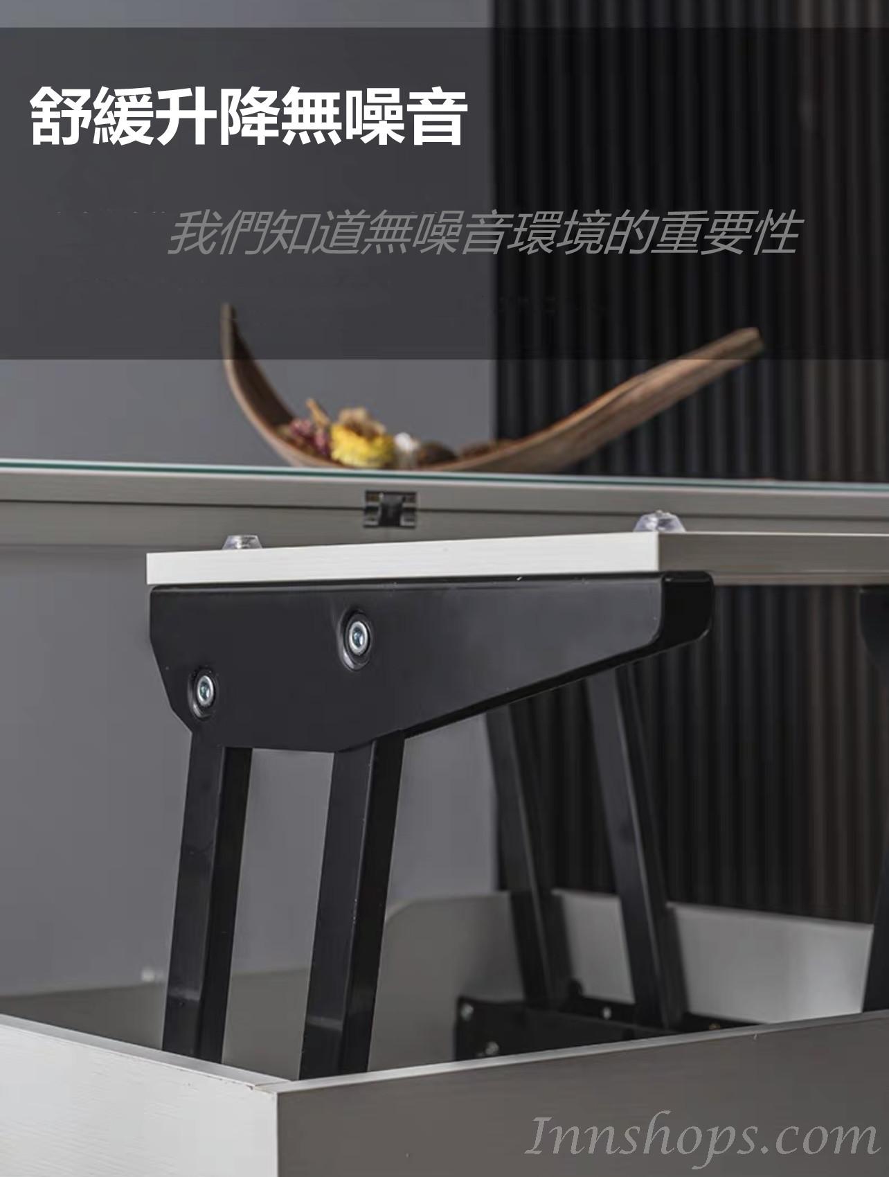 陳列品一個 120cm(淺胡桃色) $2499  北歐升降茶几餐枱兩用 折疊飯枱伸縮多功能茶几創意儲物櫃 100/120cm (IS7567_1)