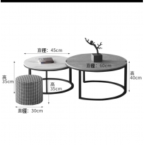 意式氣派系列岩板雙圓形茶几*60/80cm (IS7606)