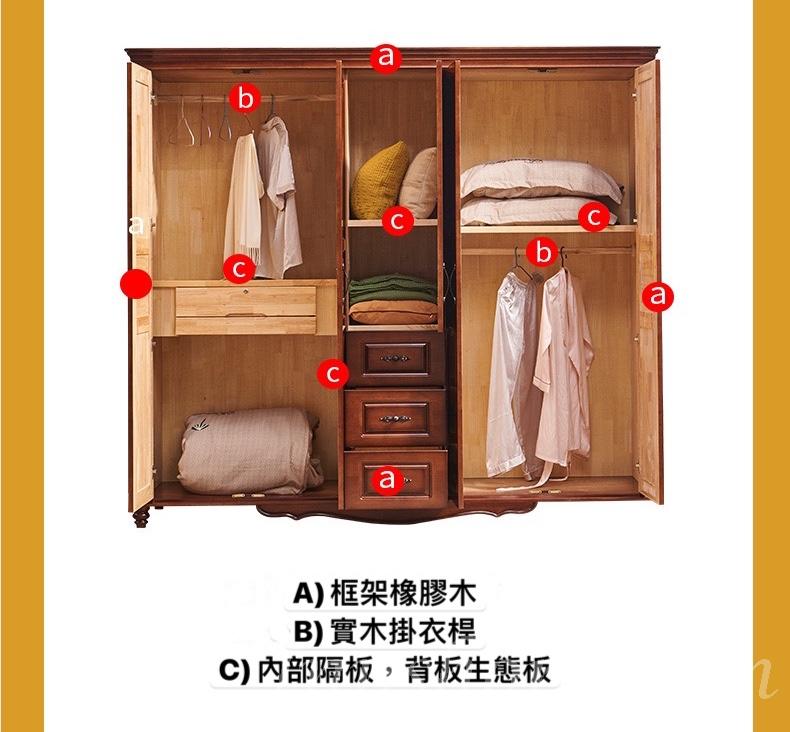 美式實木 5門大衣櫃 230cm (IS5726)