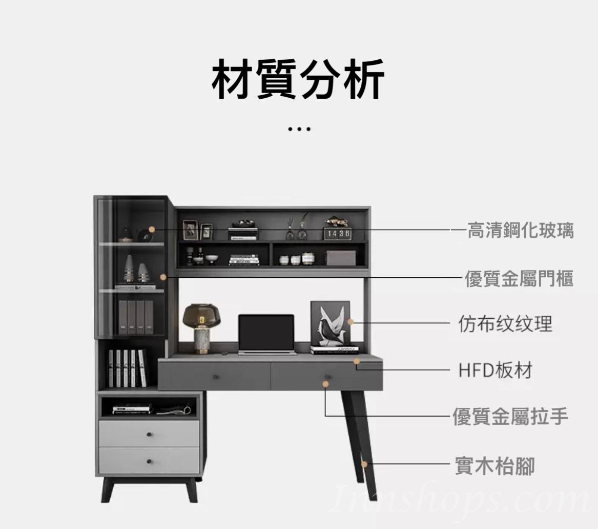 北歐多功能書櫃電腦枱*155.6cm (IS7701)