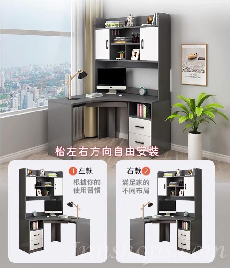 北歐摩登系列 L型書枱轉角電腦枱(兩櫃桶款) 120x120cm (IS7715)