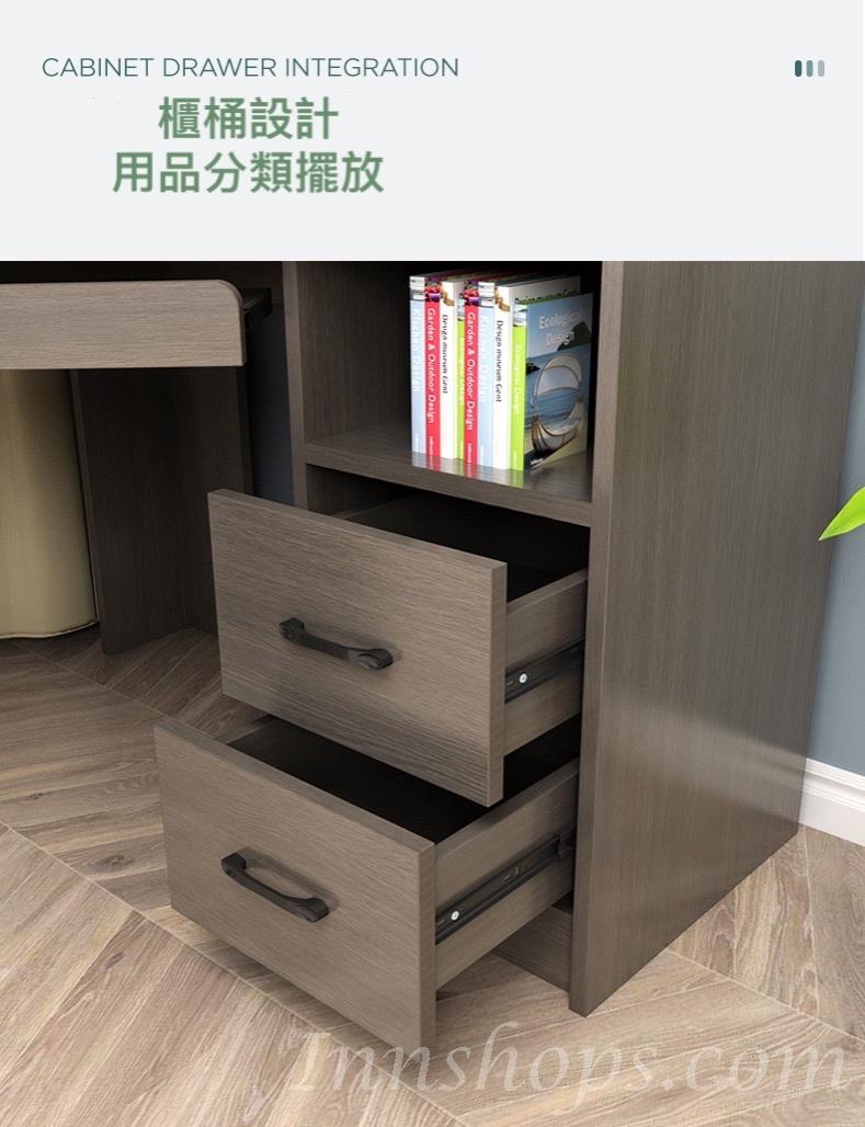 北歐摩登系列 L型書枱轉角電腦枱(兩櫃桶款) 120x120cm (IS7715)