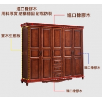 美式實木 5門大衣櫃 230cm (IS5726)