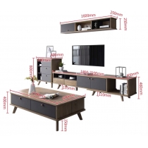北歐格調系列 伸縮電視櫃 180-220cm 茶几組合小戶型客廳櫃吊櫃斗櫃簡約現代家具(IS6638)