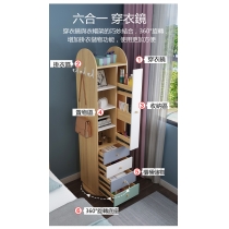 全身落地穿衣鏡家用儲物北歐風旋轉掛衣架臥室收納櫃試衣鏡 （IS7732)