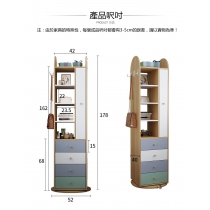 全身落地穿衣鏡家用儲物北歐風旋轉掛衣架臥室收納櫃試衣鏡 （IS7732)