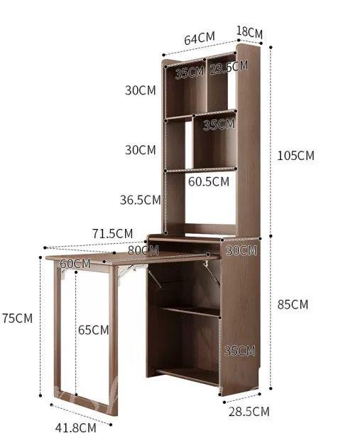 日式小戶型轉角書桌家用隱形折疊伸縮書台書櫃(IS7780)