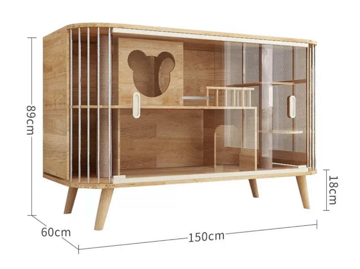 貓別墅實木貓籠子電視櫃貓舍家用貓窩兩層貓咪超大貓屋*150cm（IS7789）