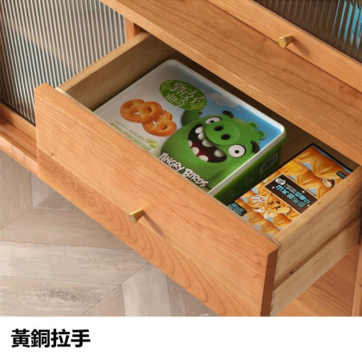 北歐櫻桃木實木餐邊櫃 移門多功能茶水櫃 原木櫥櫃 (IS7797)