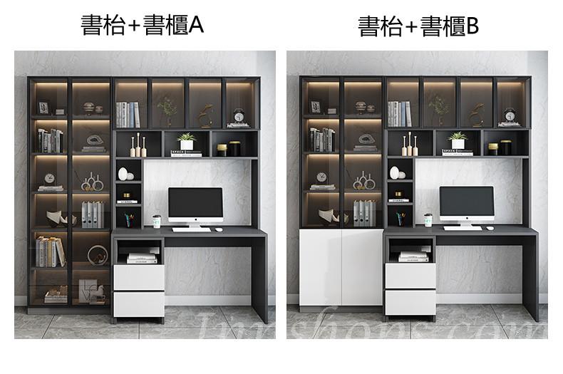 北歐摩登系列  玻璃門書桌電腦枱/書櫃/衣櫃 一體組合80/120/140cm(IS7861)