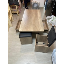 陳列品一個 120cm(淺胡桃色) $2499  北歐升降茶几餐枱兩用 折疊飯枱伸縮多功能茶几創意儲物櫃 100/120cm (IS7567_1)