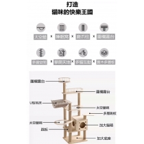 貓爬架實木多層板貓窩貓樹大型跳台貓抓板太空碗（IS7774）