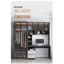 北歐摩登系列  玻璃門書桌電腦枱/書櫃/衣櫃 一體組合80/120/140cm(IS7861)