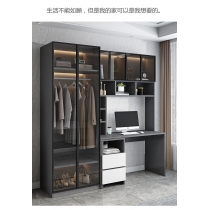北歐摩登系列  玻璃門書桌電腦枱/書櫃/衣櫃 一體組合80/120/140cm(IS7861)