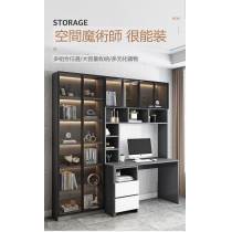 北歐摩登系列  玻璃門書桌電腦枱/書櫃/衣櫃 一體組合80/120/140cm(IS7861)