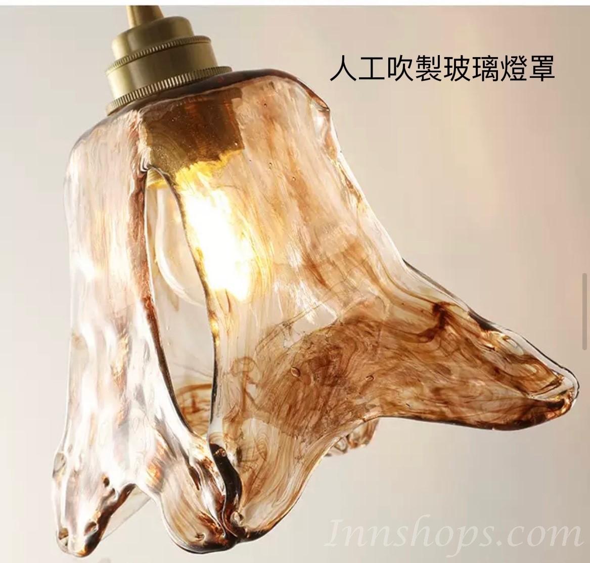 玻璃復古黃銅吊燈 (IS3930)