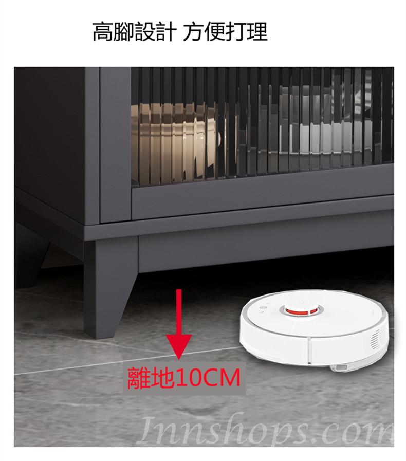 北歐格調實木餐邊櫃客廳邊櫃碗櫃現代簡約廚房儲物櫃80/100/120/140/160/180cm灰色(IS7882）
