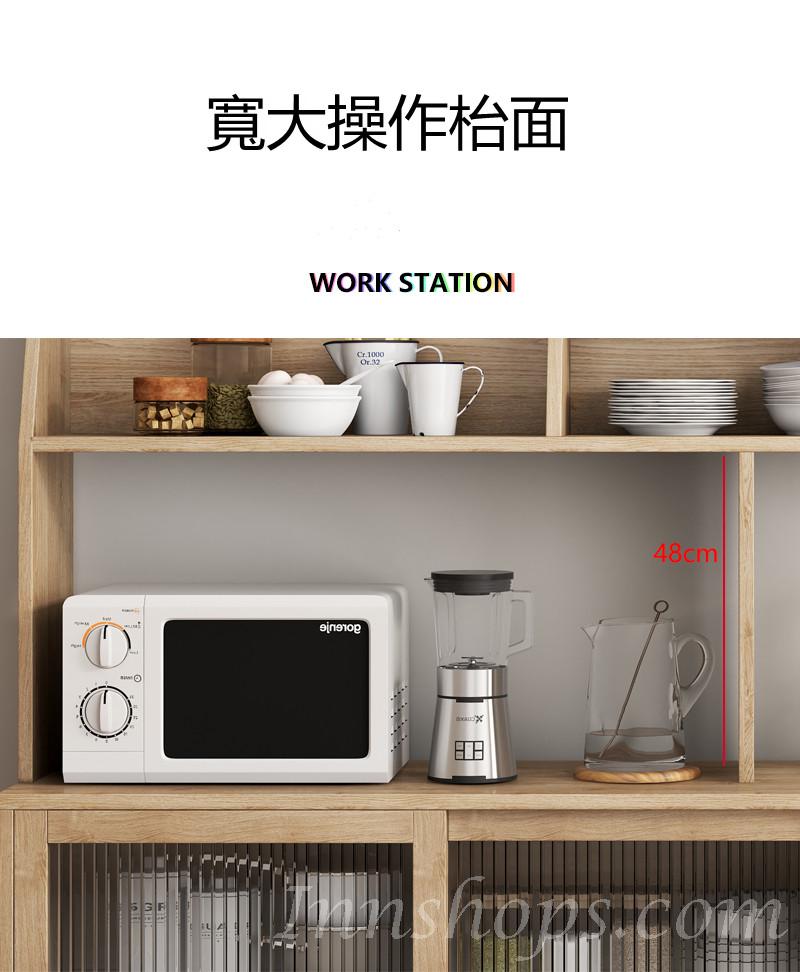 北歐格調實木餐邊櫃客廳邊櫃碗櫃現代簡約廚房儲物櫃80/100/120/140/160/180cm原木色(IS7888）