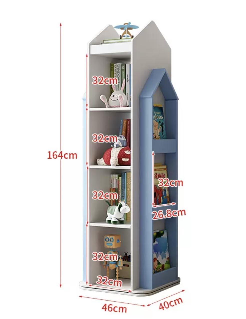 日式橡木學校傢俬兒童風格旋轉置物架 (IS7905)