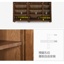 日式實木橡木 胡桃木色/白色 百頁鞋櫃 (IS1856)