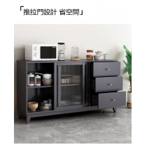 北歐格調實木餐邊櫃客廳邊櫃碗櫃現代簡約廚房儲物櫃80/100/120/140/160/180cm灰色(IS7882）