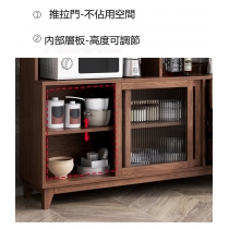 北歐格調實木餐邊櫃客廳邊櫃碗櫃現代簡約廚房儲物櫃80/100/120/140/160/180cm胡桃色(IS7885）